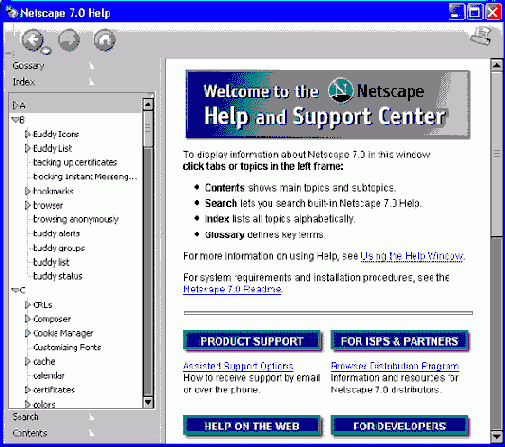 NetHelp   HTML Help   Netscape